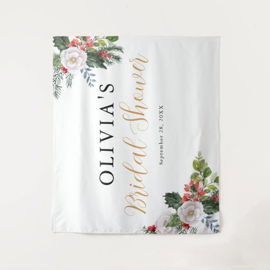 Kerst Winter Bruiloft Feest Wandkleed (Voorkant)