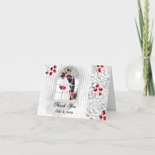 Kerst Winter Bruiloft Foto Bedankt (Voorkant)