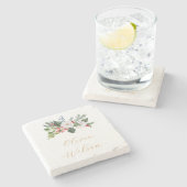 Kerst Winter Bruiloftsfeest Stenen Onderzetter (Zijkant)