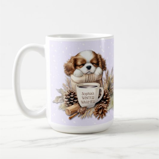 Kerst Winter Cavalier King Charles Dog Large Koffiemok (Links)