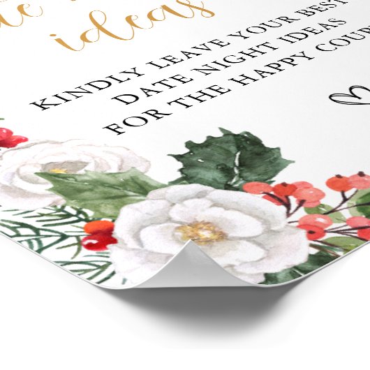 Kerst Winter Datum Nacht Vrijgezellenfeest Sign Poster (Hoek)