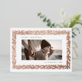 Kerst Winter Dennentak Rand Foto Folie Kaart (Staand Voorkant)