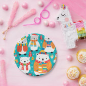 Kerst Winter Dier Party Patroon Papieren Bordje (Feest)