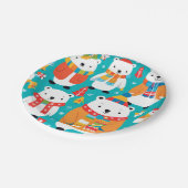 Kerst Winter Dier Party Patroon Papieren Bordje (Gekanteld)