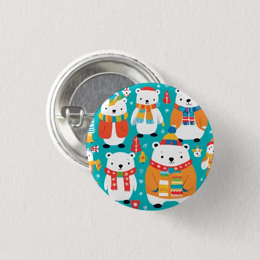 Kerst Winter Dier Party Patroon Ronde Button 3,2 Cm (Voorkant /achterkant)