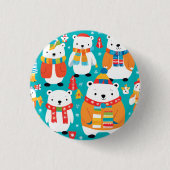 Kerst Winter Dier Party Patroon Ronde Button 3,2 Cm (Voorkant)
