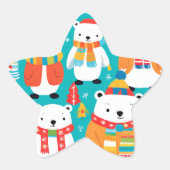 Kerst Winter Dier Party Patroon Ster Sticker (Voorkant)