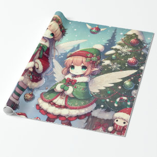 Kerst Winter Feeën Cadeaupapier