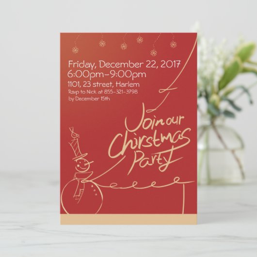Kerst Winter Feestje Uitnodiging (Staand voorkant)