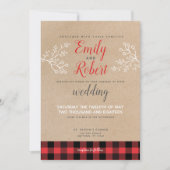 Kerst Winter Flanel Rood Zwart Huwelijk Kaart (Voorkant)