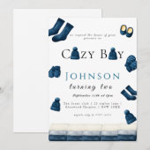 Kerst Winter Gezellig Jongen Twee Draaien Kaart (Voorkant / Achterkant)