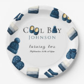 Kerst Winter Gezellig Jongen Twee Draaien Papieren Bordje (Voorkant)