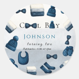 Kerst Winter Gezellig Jongen Twee Draaien Ronde Sticker