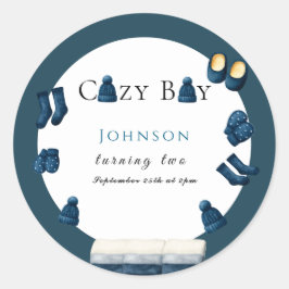 Kerst Winter Gezellig Jongen Twee Draaien Ronde Sticker