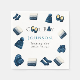 Kerst Winter Gezellig Jongen Twee Draaien Servet