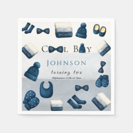 Kerst Winter Gezellig Jongen Twee Draaien Servet