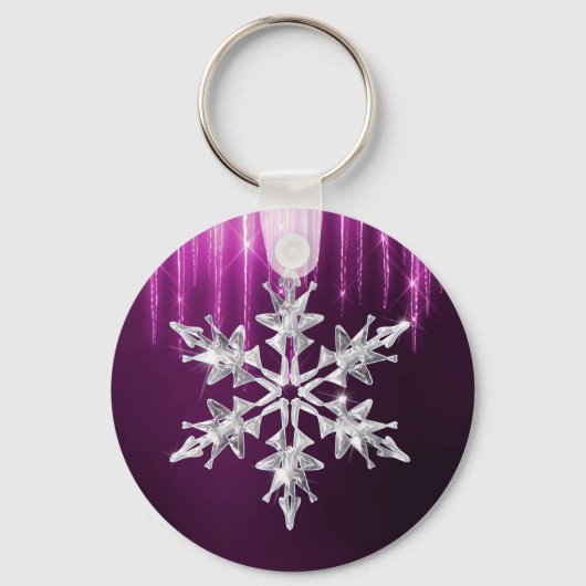 Kerst Winter Glas Kerstmis Sneeuwvlok Sleutelhanger (Voorkant)