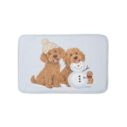 Kerst Winter Goldendoodle Hond Sneeuwman Badmat (Voorkant)