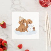 Kerst Winter Goldendoodle Hond Sneeuwman Servet (Insitu)