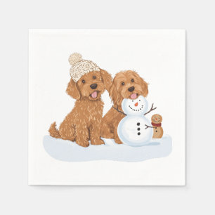 Kerst Winter Goldendoodle Hond Sneeuwman Servet
