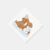 Kerst Winter Goldendoodle Hond Sneeuwman Servet (Hoek)