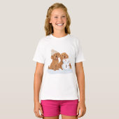 Kerst Winter Goldendoodle Hond Sneeuwman T-shirt (Voorkant volledig)