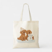 Kerst Winter Goldendoodle Hond Sneeuwman Tote Bag (Achterkant)