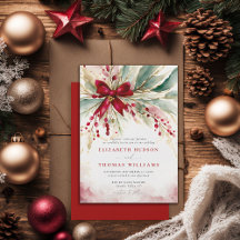Kerst Winter Greenery Red Bow Rustiek Huwelijk