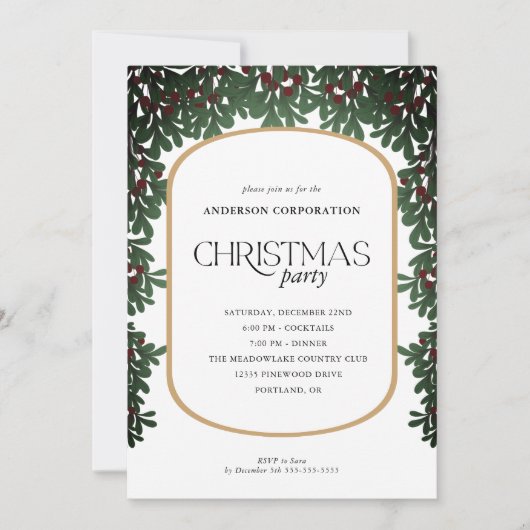 Kerst Winter Greenery Zakelijk Kerstfeest Kaart (Voorkant)