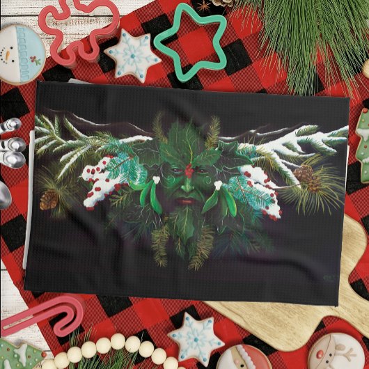 Kerst Winter Groen Man Theedoek