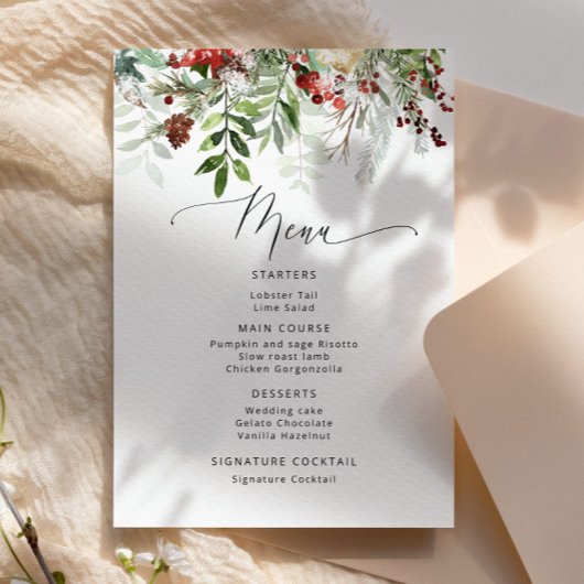 Kerst winter groenblijvende bruiloft menu