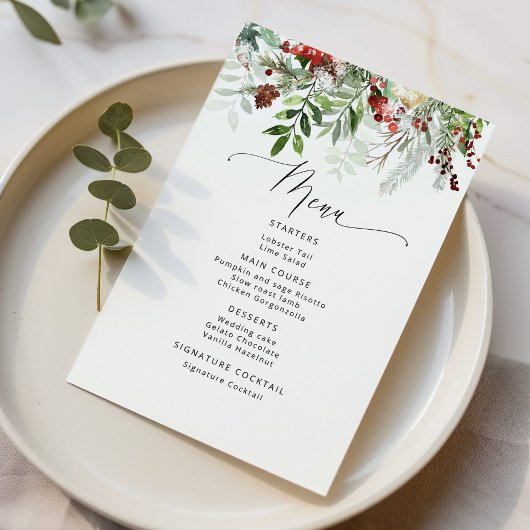 Kerst winter groenblijvende bruiloft menu