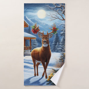Kerst/Winter Herten Lodge Badhanddoek