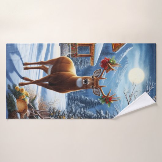 Kerst/Winter Herten Lodge Badhanddoek (Badhanddoek)