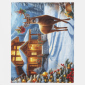 Kerst/Winter Herten Lodge Fleece Deken (Voorkant)