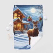 Kerst/Winter Herten Lodge Golfhanddoek (Insitu)