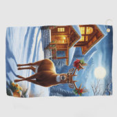 Kerst/Winter Herten Lodge Golfhanddoek (Horizontaal)