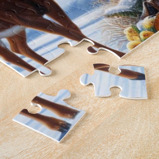 Kerst/Winter Herten Lodge Legpuzzel (Zijkant)