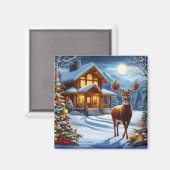 Kerst/Winter Herten Lodge Magneet (Voorkant / Achterkant)