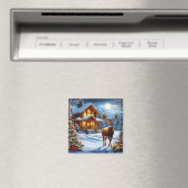Kerst/Winter Herten Lodge Magneet (Insitu (Vaatwasser))