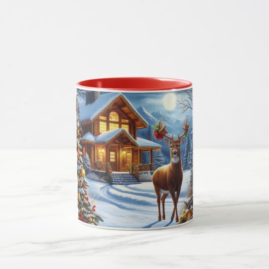 Kerst/Winter Herten Lodge Mok (Midden)