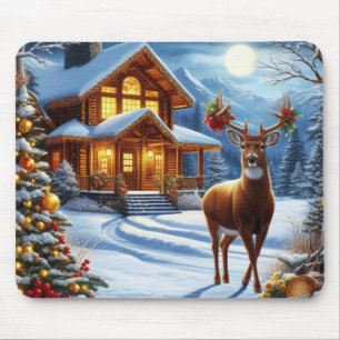 Kerst/Winter Herten Lodge Muismat