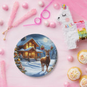 Kerst/Winter Herten Lodge Papieren Bordje (Feest)