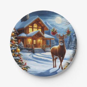 Kerst/Winter Herten Lodge Papieren Bordje