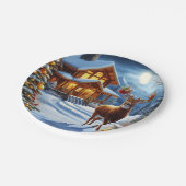 Kerst/Winter Herten Lodge Papieren Bordje (Gekanteld)