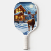 Kerst/Winter Herten Lodge Pickleball Paddle (Voorkant)