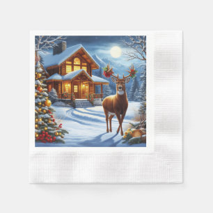Kerst/Winter Herten Lodge Servet