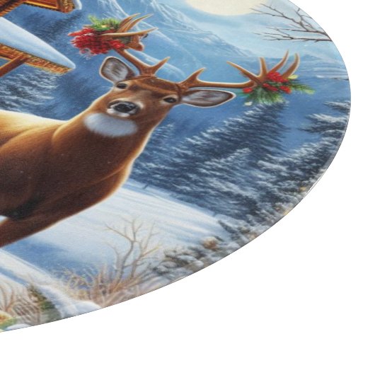 Kerst/Winter Herten Lodge Snijplank (Hoek)