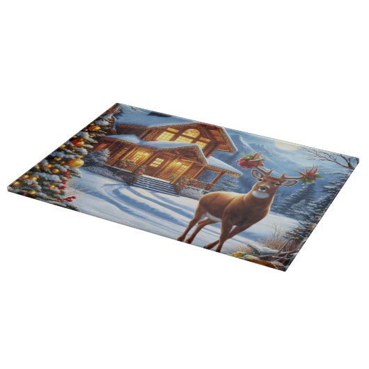 Kerst/Winter Herten Lodge Snijplank (Hoek)
