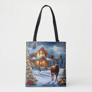 Kerst/Winter Herten Lodge Tote Bag